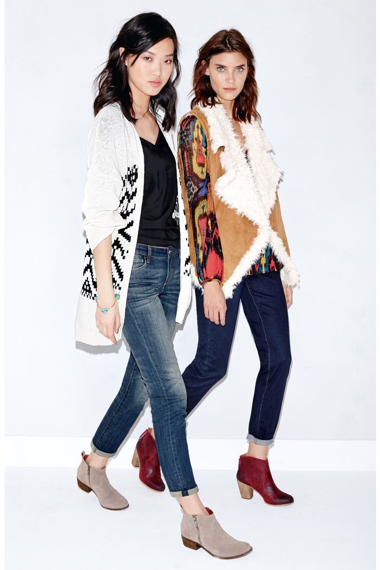 Drape Front Faux Shearling Vest, Alternate, color, LIGHT CEDAR