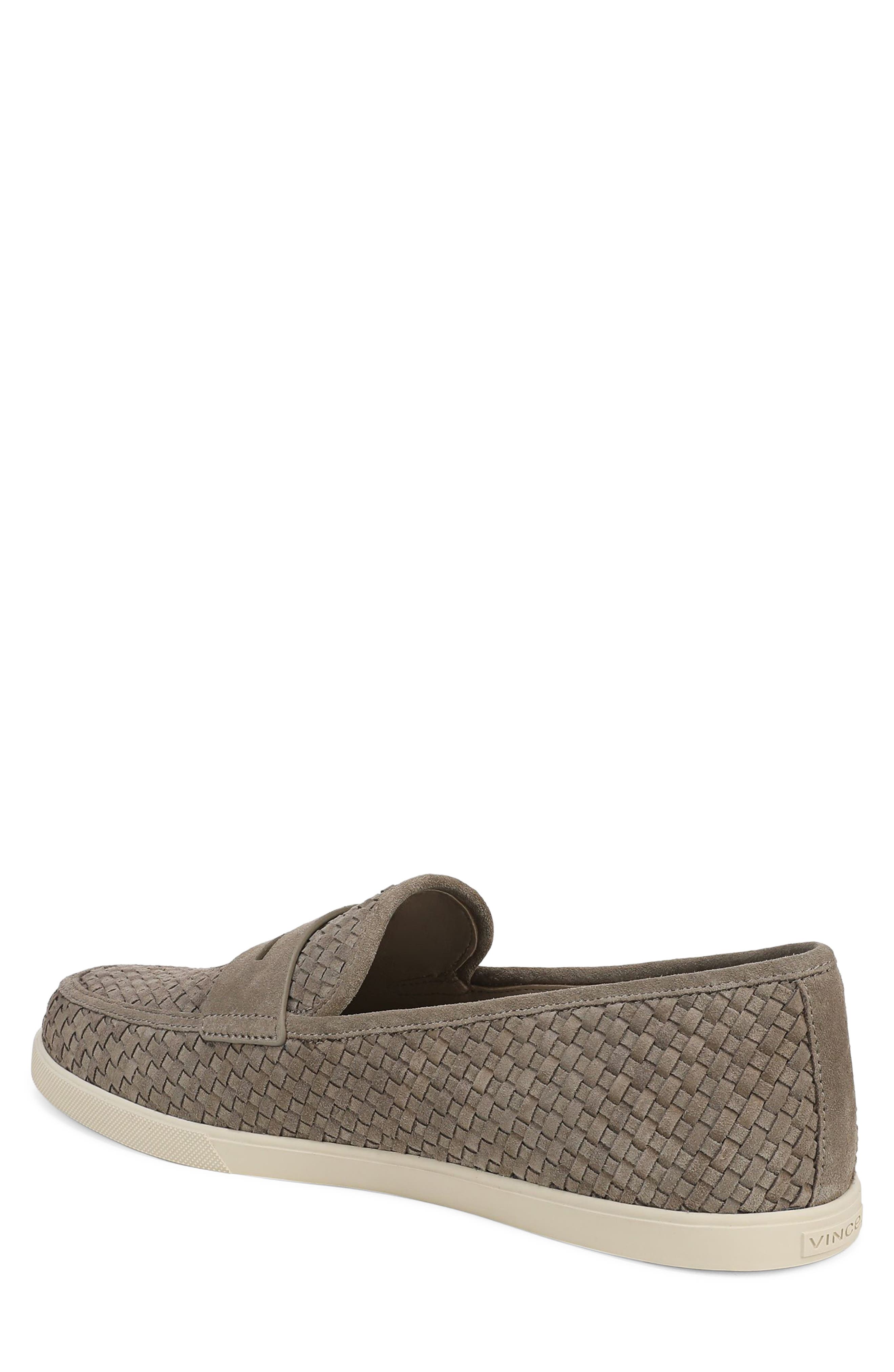 Vince Santino Woven Suede Penny Loafer, Alternate, color, Flint