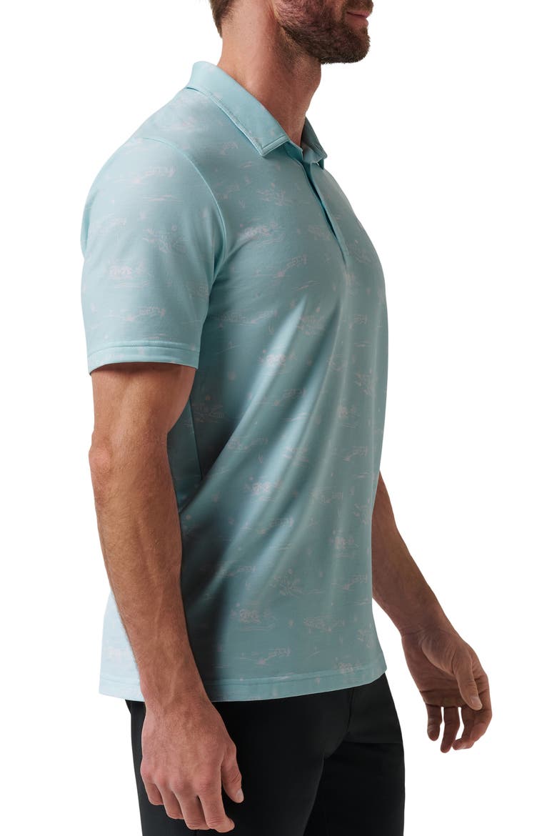 Featherweight City Tropical Print Polo, Alternate, color, CORY BLUE
