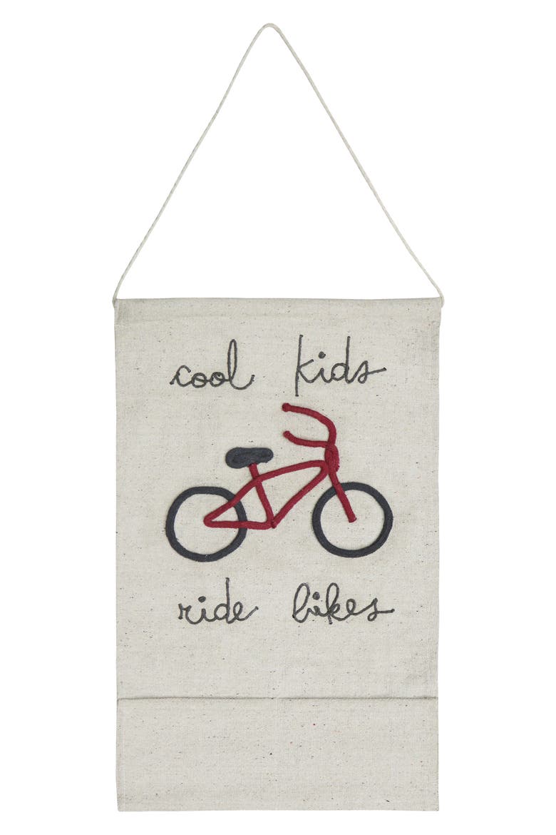 Cool Kids Pocket Canvas Wall Hanging, Main, color, NATURAL DARK GREY DARK RED