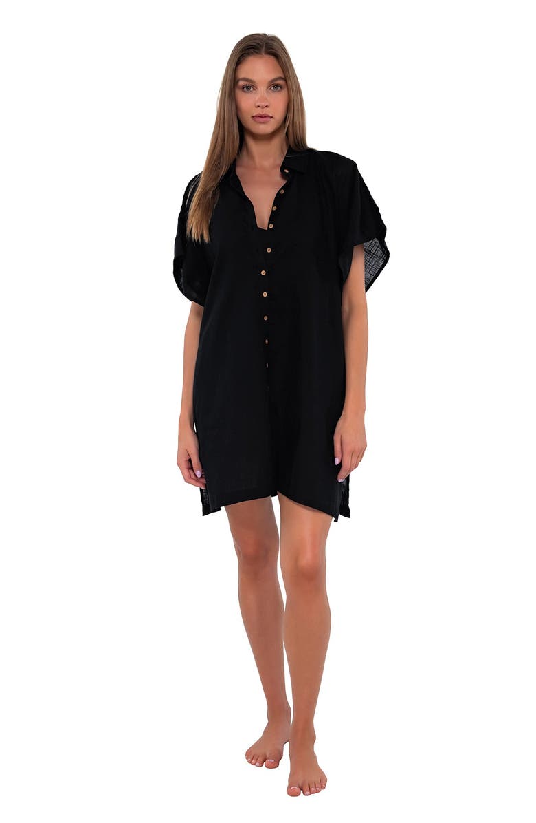 Sunsets Shore Thing Cover-up Tunic, Main, color, Black