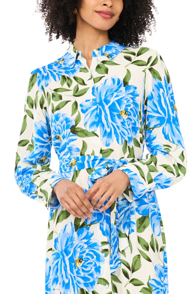 Print Tie Belt Maxi Shirtdress, Alternate, color, DEEP BLUE
