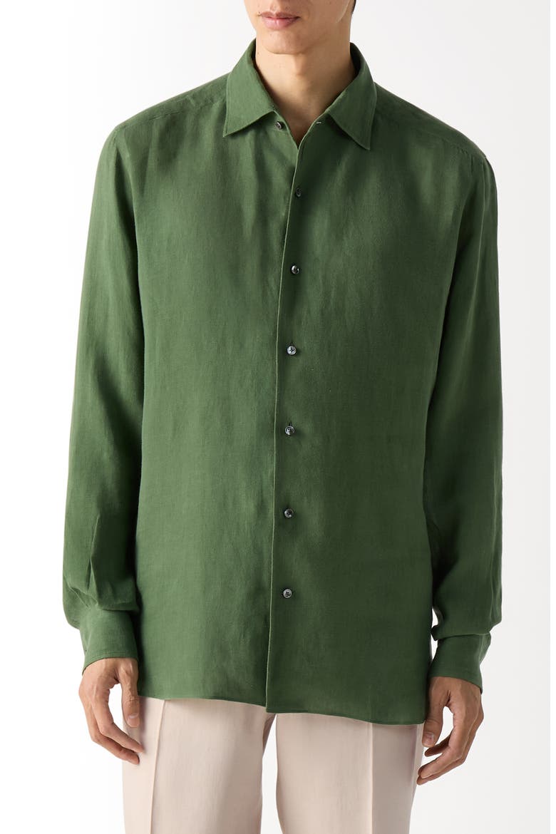 Oasi Lino Shirt, Main, color, PINE GREEN