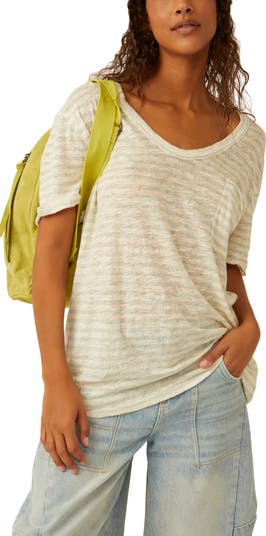 All I Need Stripe Linen & Cotton T-Shirt