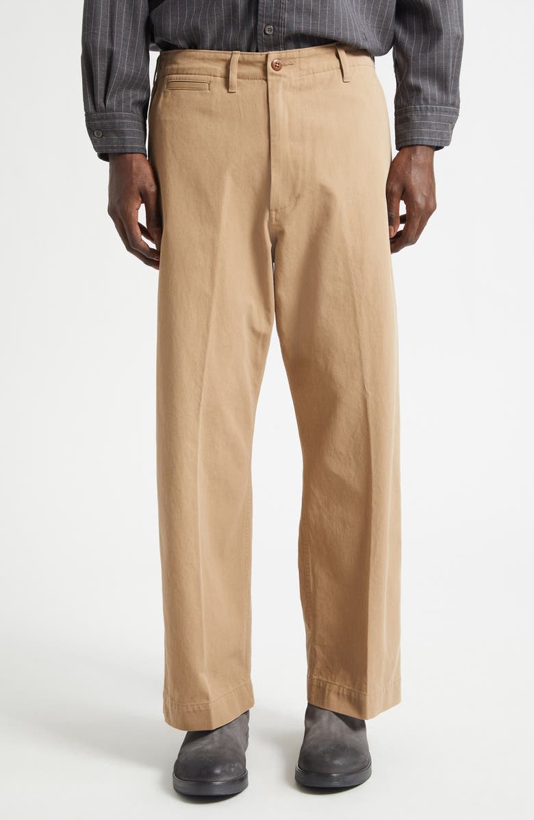 BEAMS Military Cotton Twill Straight Leg Pants, Main, color, Khaki