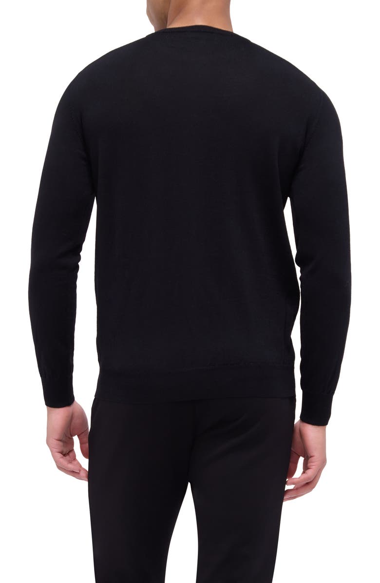 Bugatchi Scott Crewneck Merino Wool Sweater, Alternate, color, Black