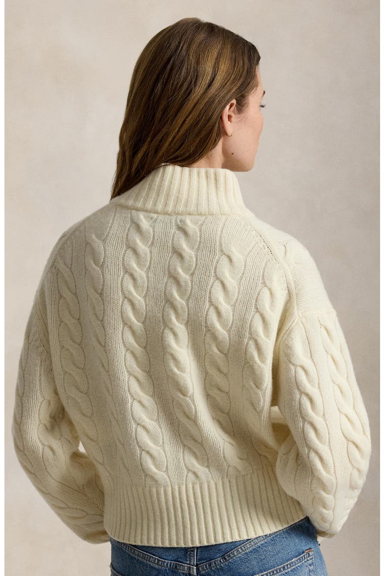Cable Wool & Cashmere Half-Zip Sweater, Alternate, color, AUTHENTIC CREAM