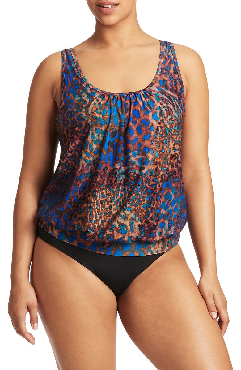 Sea Level Multifit Blouson Tankini Top, Main, color, 