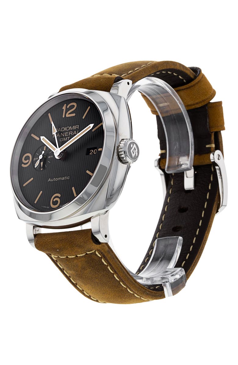 Watchfinder & Co. Panerai Preowned 2020 Radiomir GMT PAM00657 Automatic Leather Strap Watch, 45mm, Alternate, color, Black