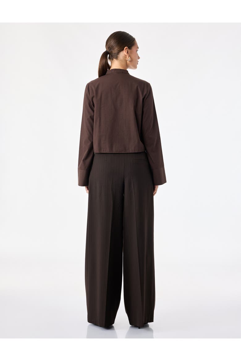 Mandarin Collar Shirt With Napoleon Closure, Alternate, color, BROWN