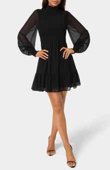 Floral Smocked Long Sleeve Chiffon Minidress