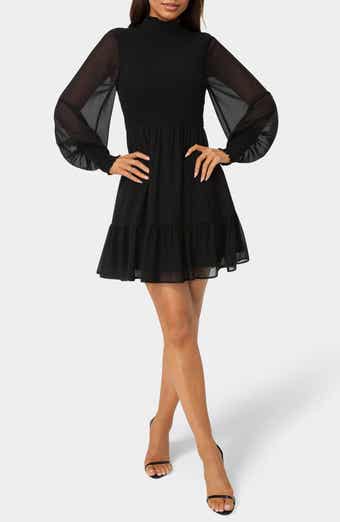 Floral Smocked Long Sleeve Chiffon Minidress