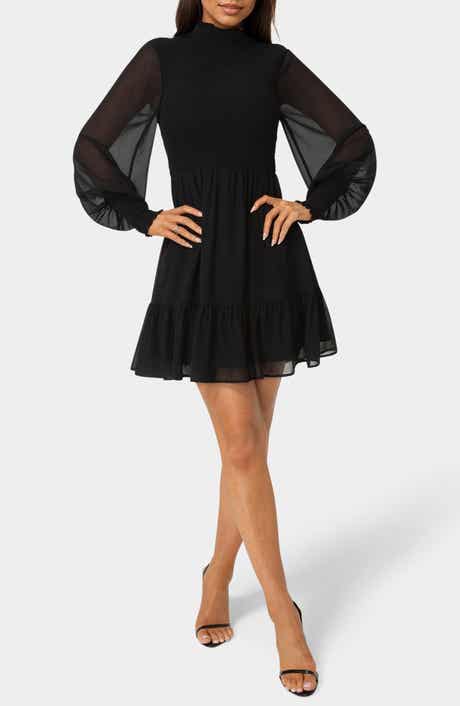 Floral Smocked Long Sleeve Chiffon Minidress