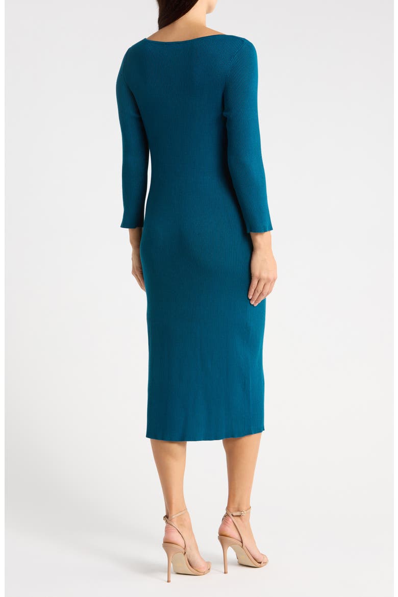 Boatneck Side Button Midi Dress, Alternate, color, CYPRESS