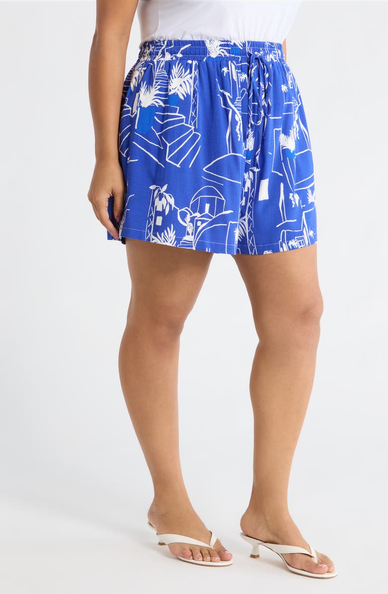 SUGARLIPS Mims Town Taliya Drawstring Shorts, Alternate, color, Blue/White