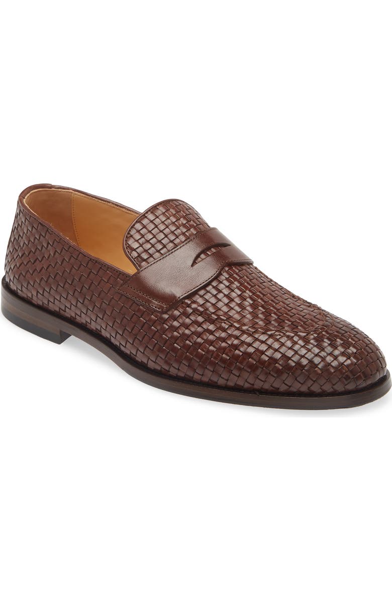 Brunello Cucinelli Woven Leather Penny Loafer, Main, color,