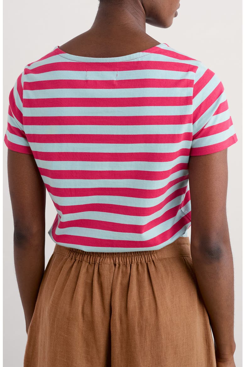 Sailor Stripe Organic Cotton T-Shirt, Alternate, color, SCALLION RASPBERRY