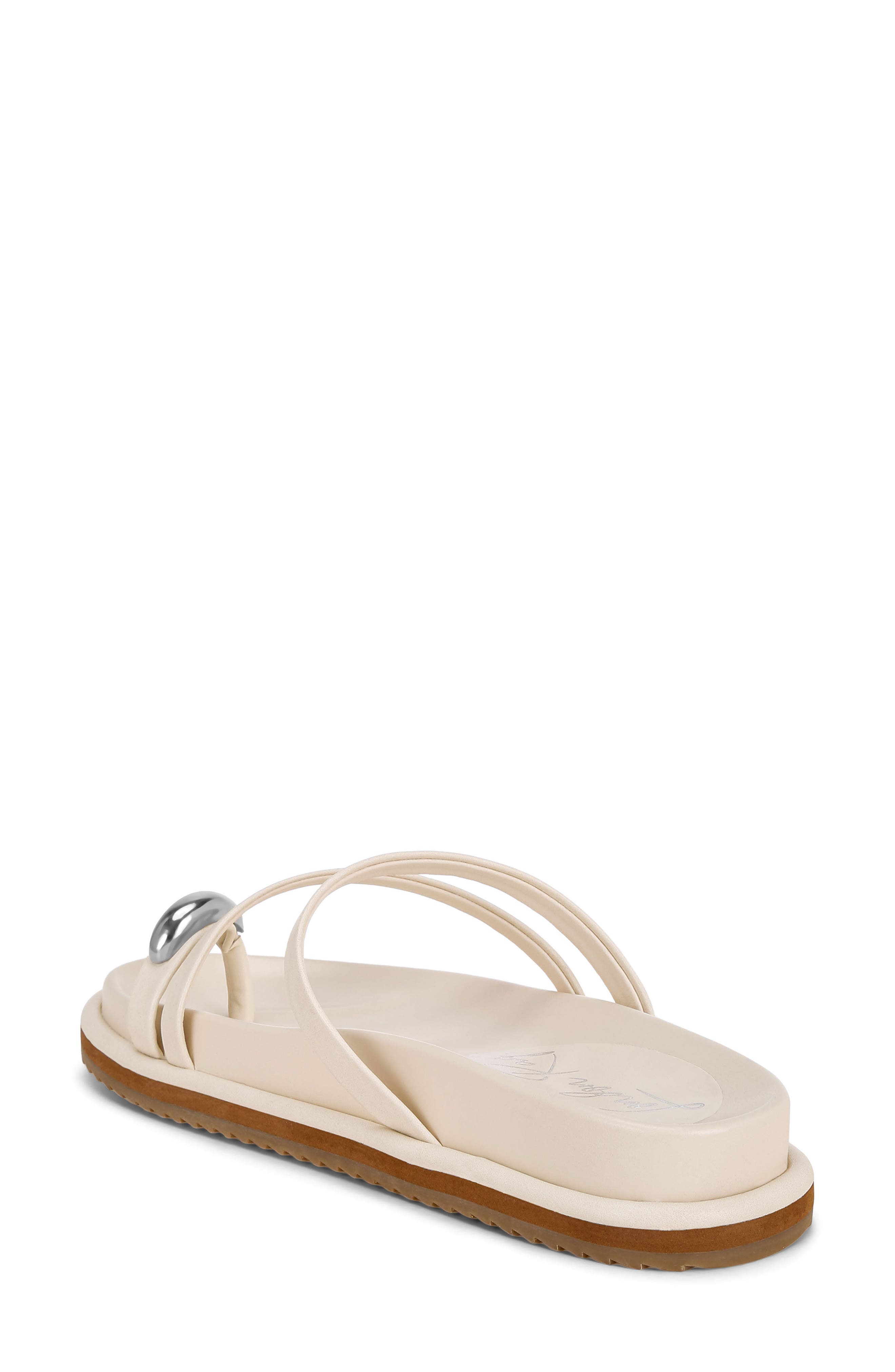 Beaded Toe Loop Slide Sandal, Alternate, color, CREAM