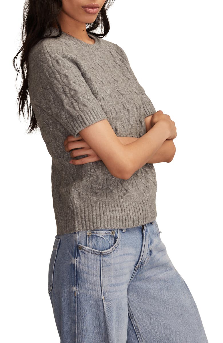 Lucky Brand Cloud Soft Cable Stitch Short Sleeve Sweater, Alternate, color,