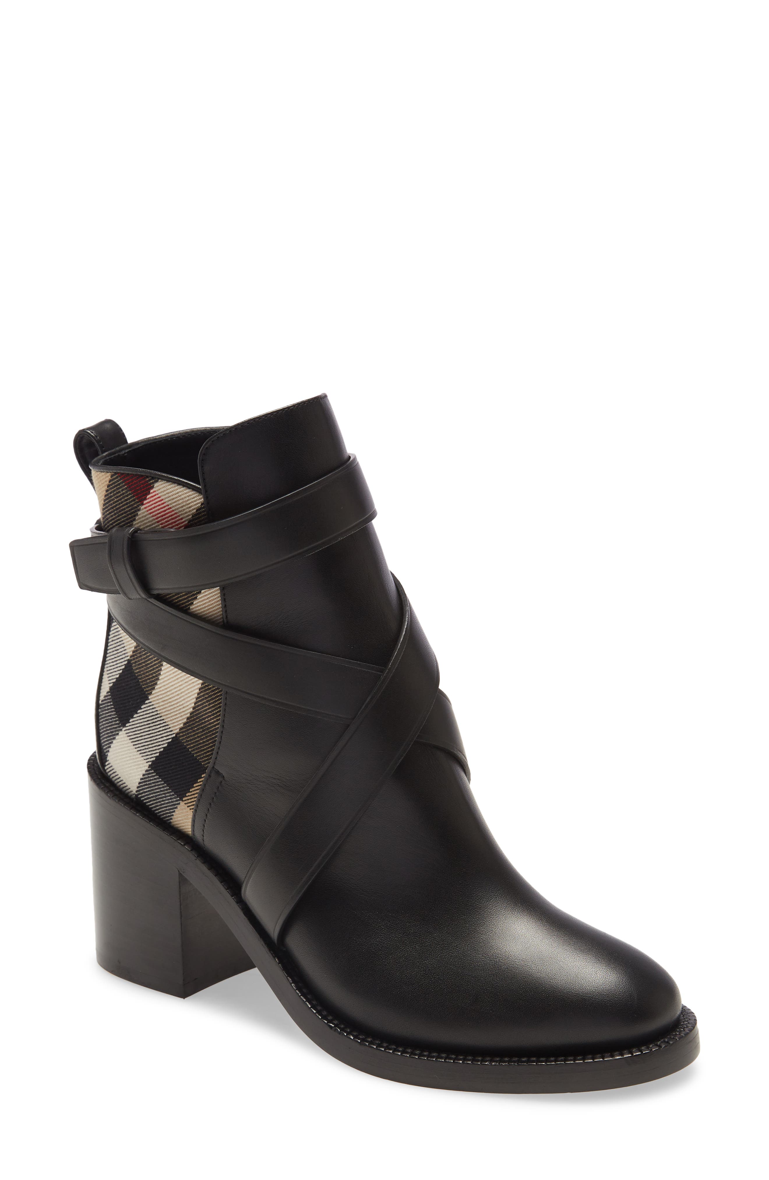 Burberry Pryle Check Block Heel Bootie, Main, color, 