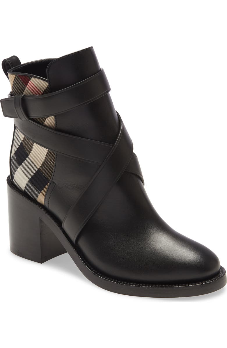 Burberry Pryle Check Block Heel Bootie, Main, color,