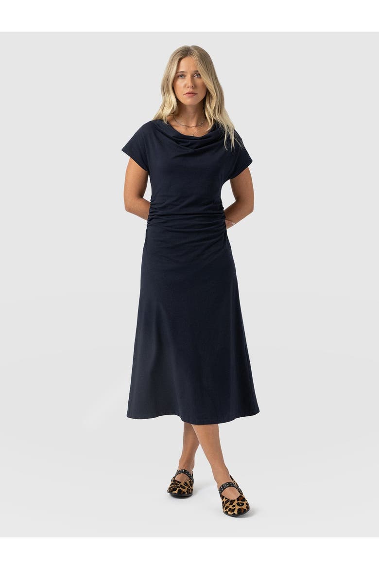 Laurie Cowl Neck Dress, Alternate, color, Navy