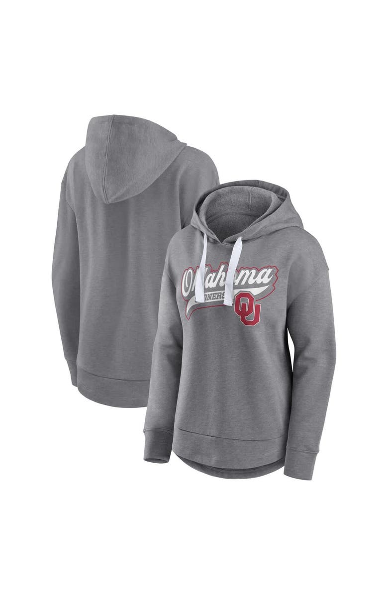 FANATICS Women's Fanatics  Heather Gray Oklahoma Sooners Tail Sweep Pullover Hoodie, Main, color, Heather Gray