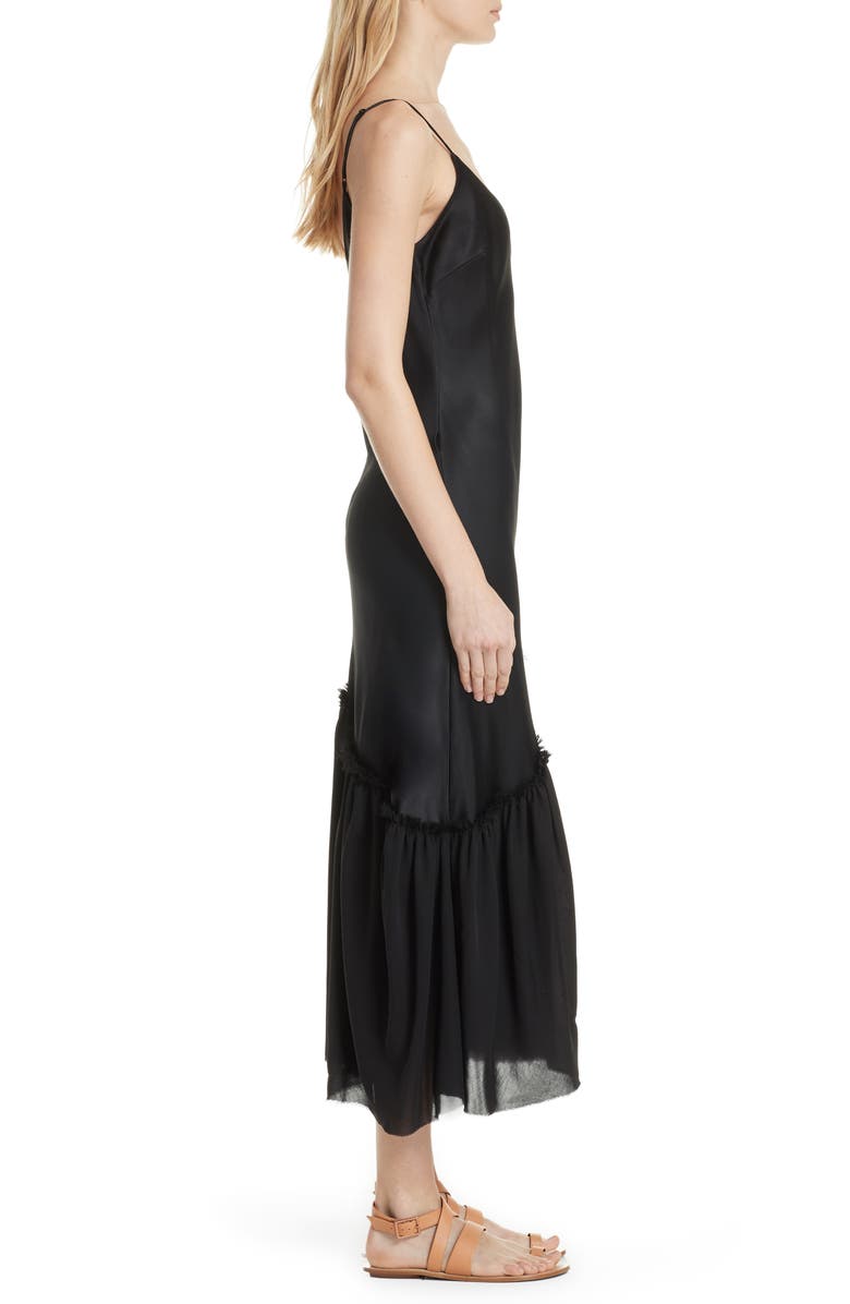 FRAME Ruffle Hem Satin Slipdress, Alternate, color,