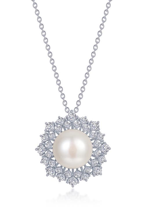 Lafonn Cultured Pearl & Simulated Diamond Halo Pendant Necklace in White  product