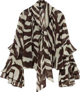 MANGO Sonja Stripe Ruffle Chiffon Top