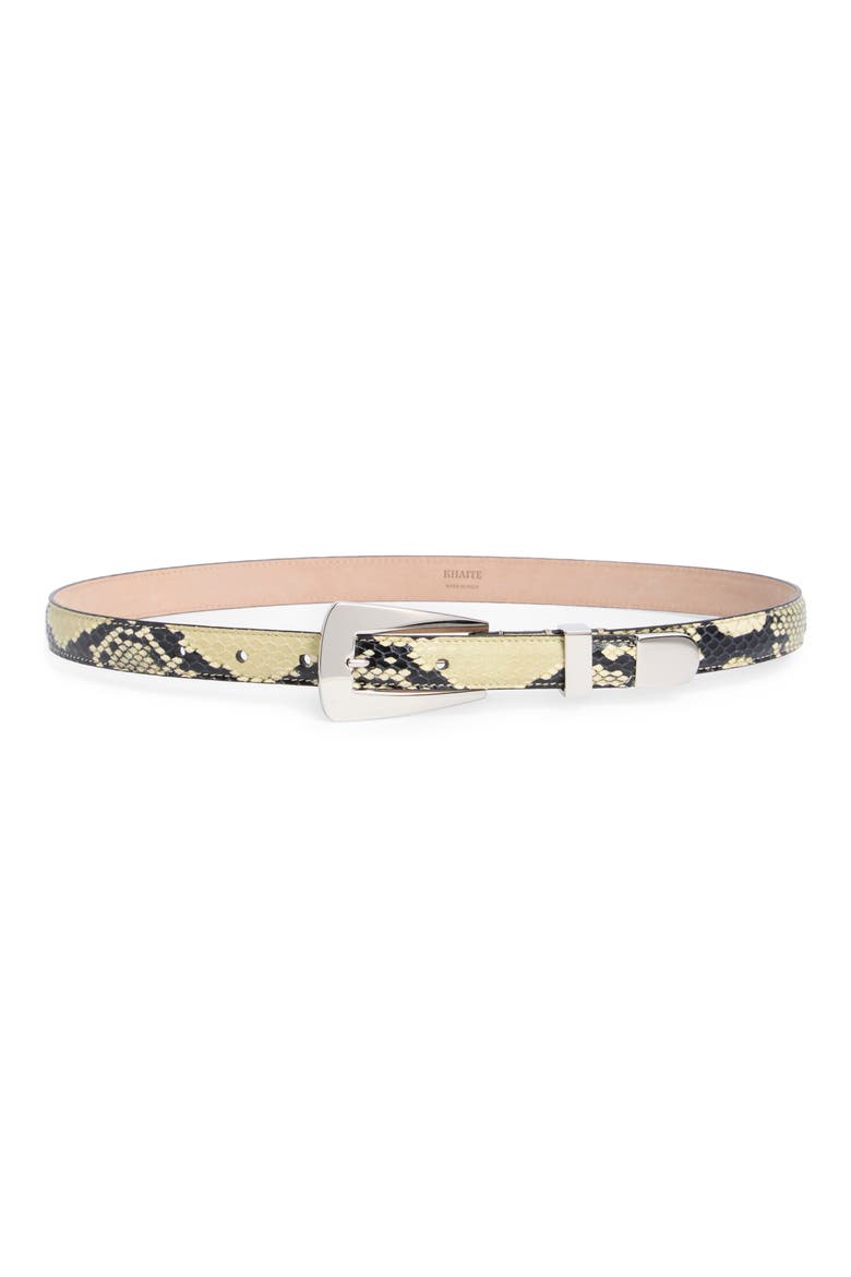 Lucca Snakeskin Embossed Leather Belt, Main, color, NATURAL