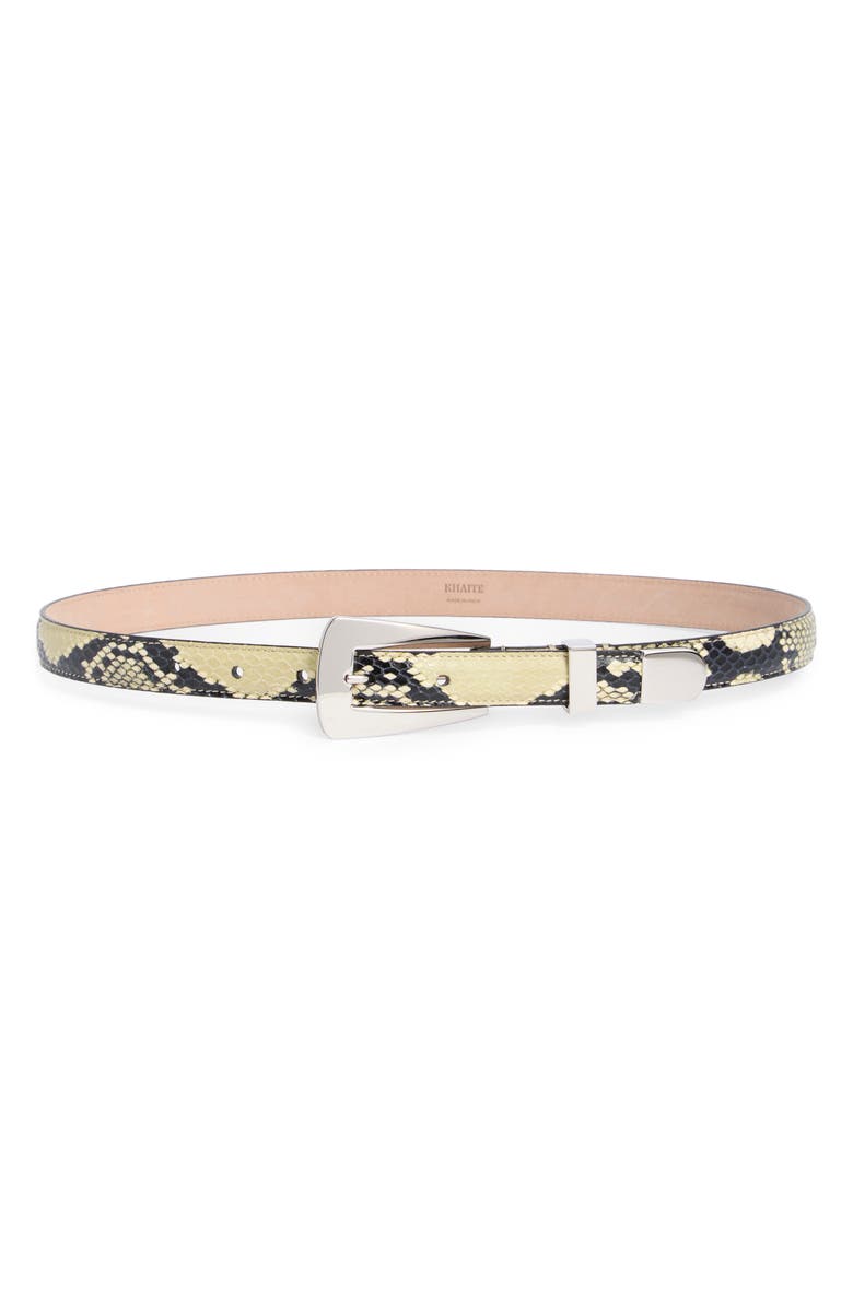 Khaite Lucca Snakeskin Embossed Leather Belt, Main, color, Natural