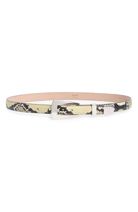 Lucca Snakeskin Embossed Leather Belt