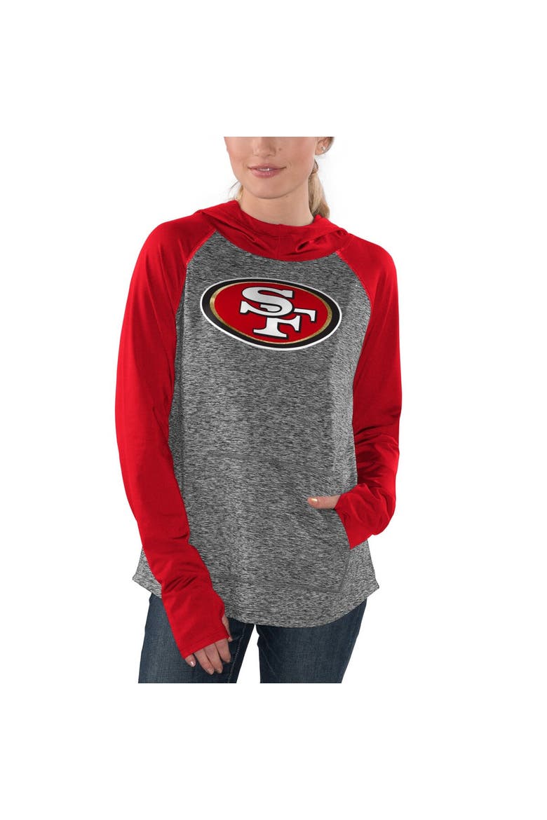 Women's G-III 4Her by Carl Banks Heathered Gray/Scarlet San Francisco 49ers Championship Ring Pullover Hoodie, Alternate, color, Heather Gray