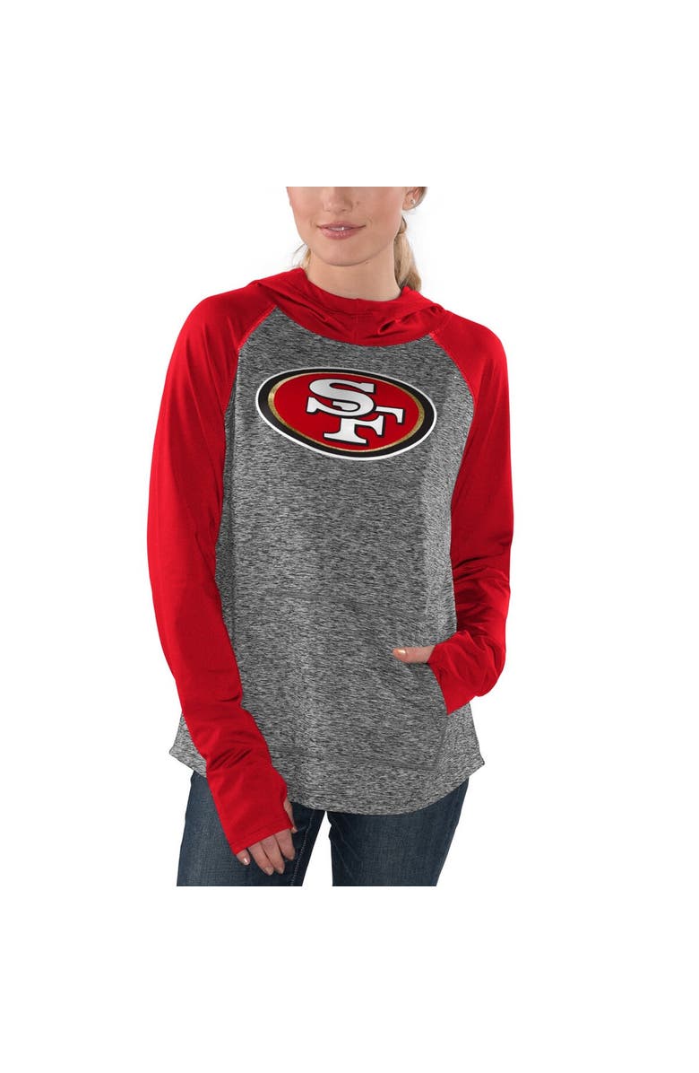 G-III 4HER BY CARL BANKS Women's G-III 4Her by Carl Banks Heathered Gray/Scarlet San Francisco 49ers Championship Ring Pullover Hoodie, Alternate, color,