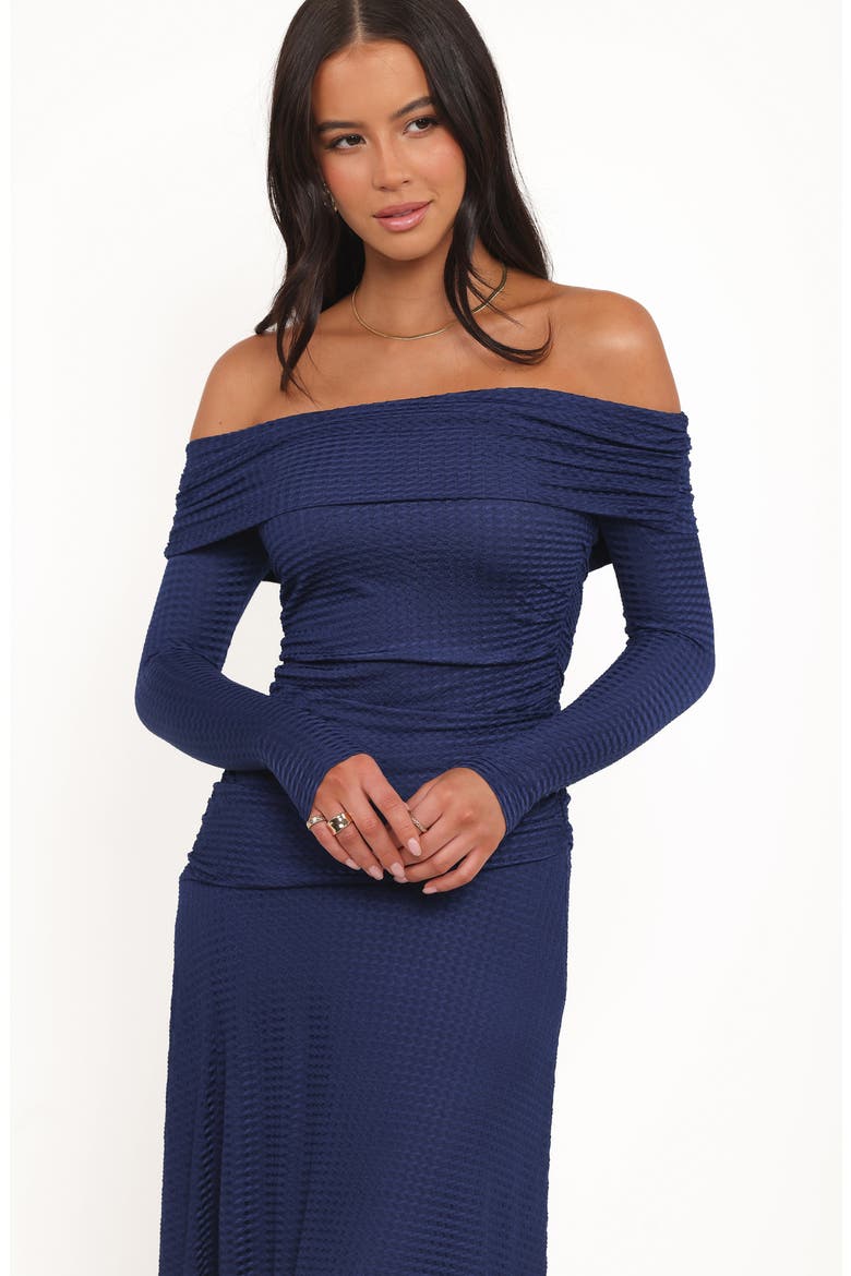 Katiya Off the Shoulder Long Sleeve Dress, Alternate, color, NAVY