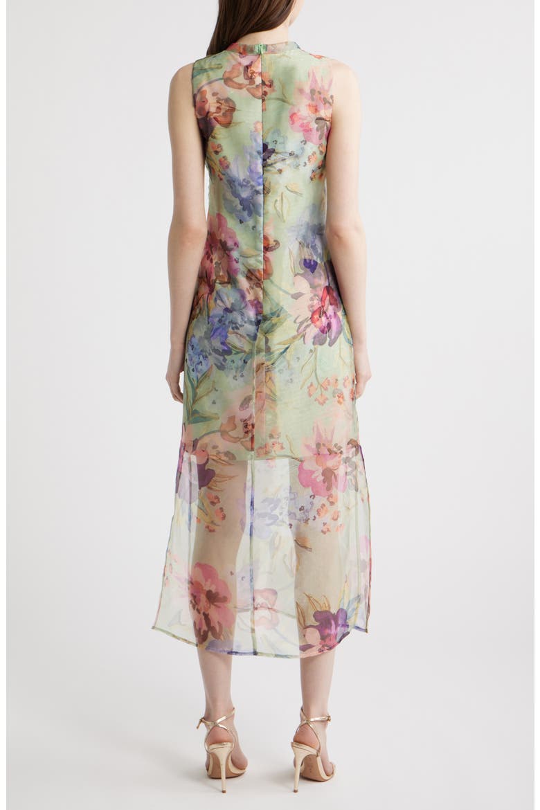 Floral Sleeveless Organza Dress, Alternate, color, AQUA COMBO