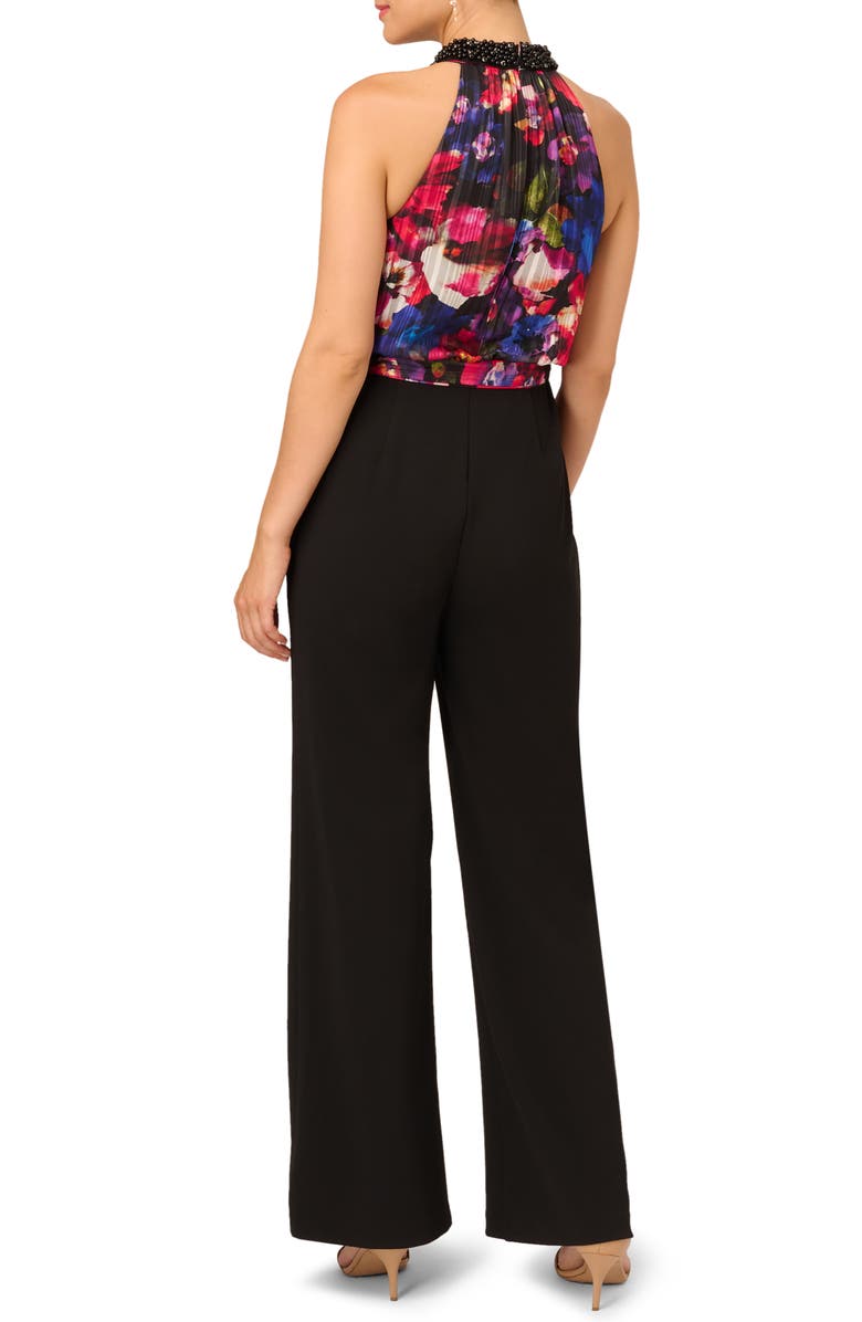 Adrianna Papell Floral Embellished Wide Leg Jumpsuit, Alternate, color,