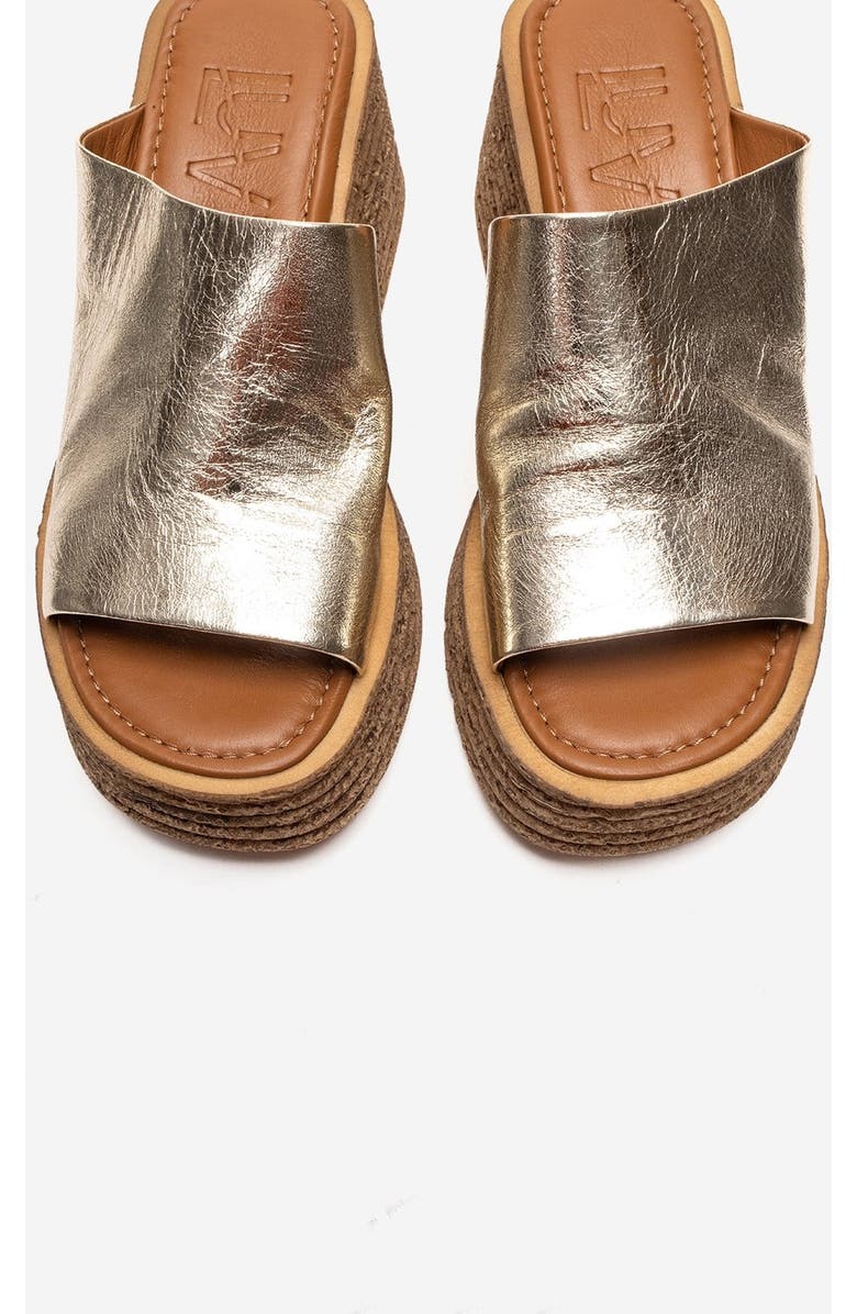 Forever & Always Shoes Marc Leather Wedge Sandal, Alternate, color, Gold