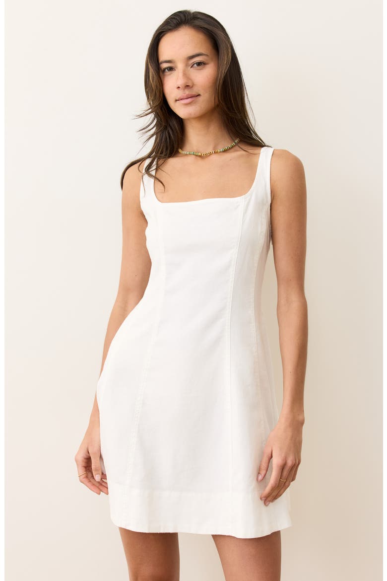 Denisse Hemp Blend Fit & Flare Minidress, Alternate, color, WHITE
