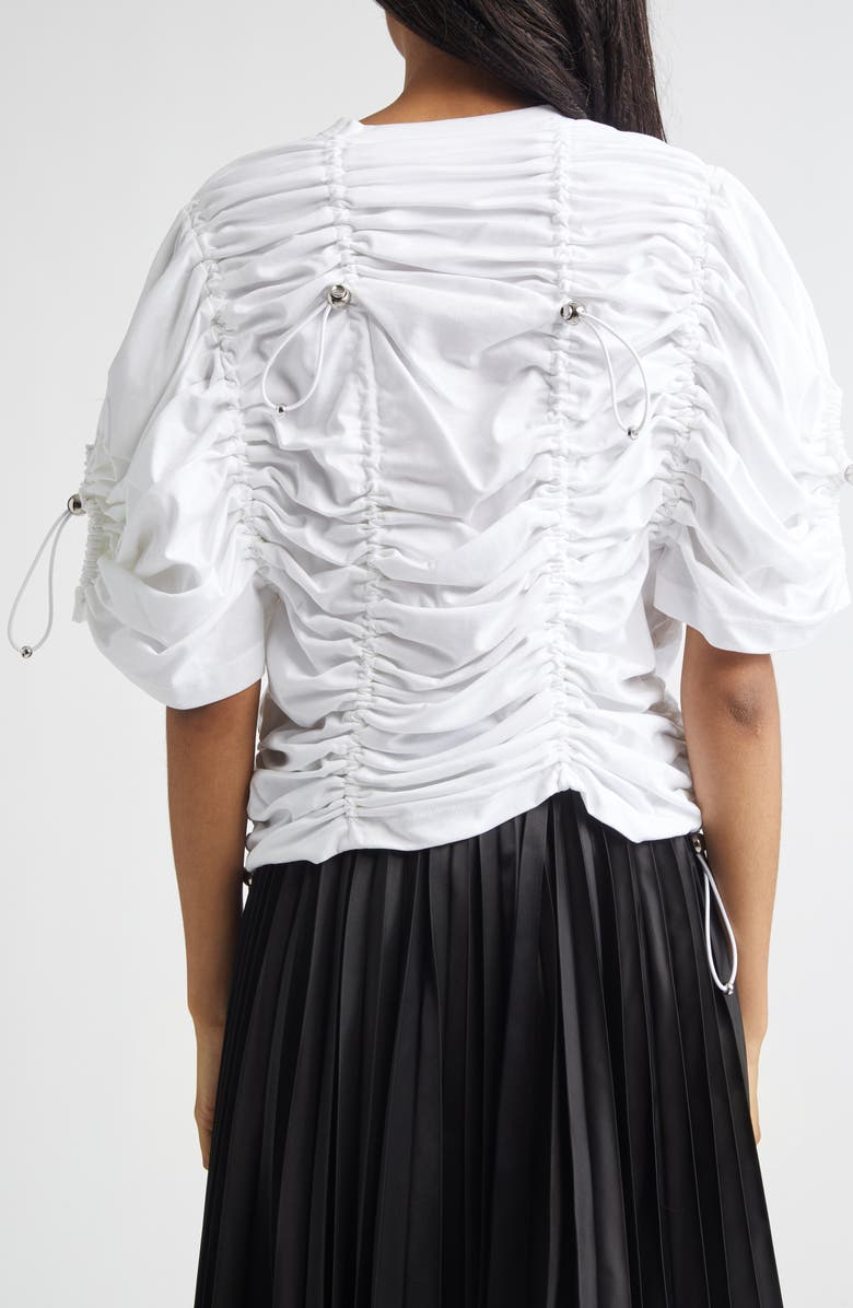 Noir Kei Ninomiya Drawcord Ruched Cotton Ponte T-Shirt, Alternate, color, White