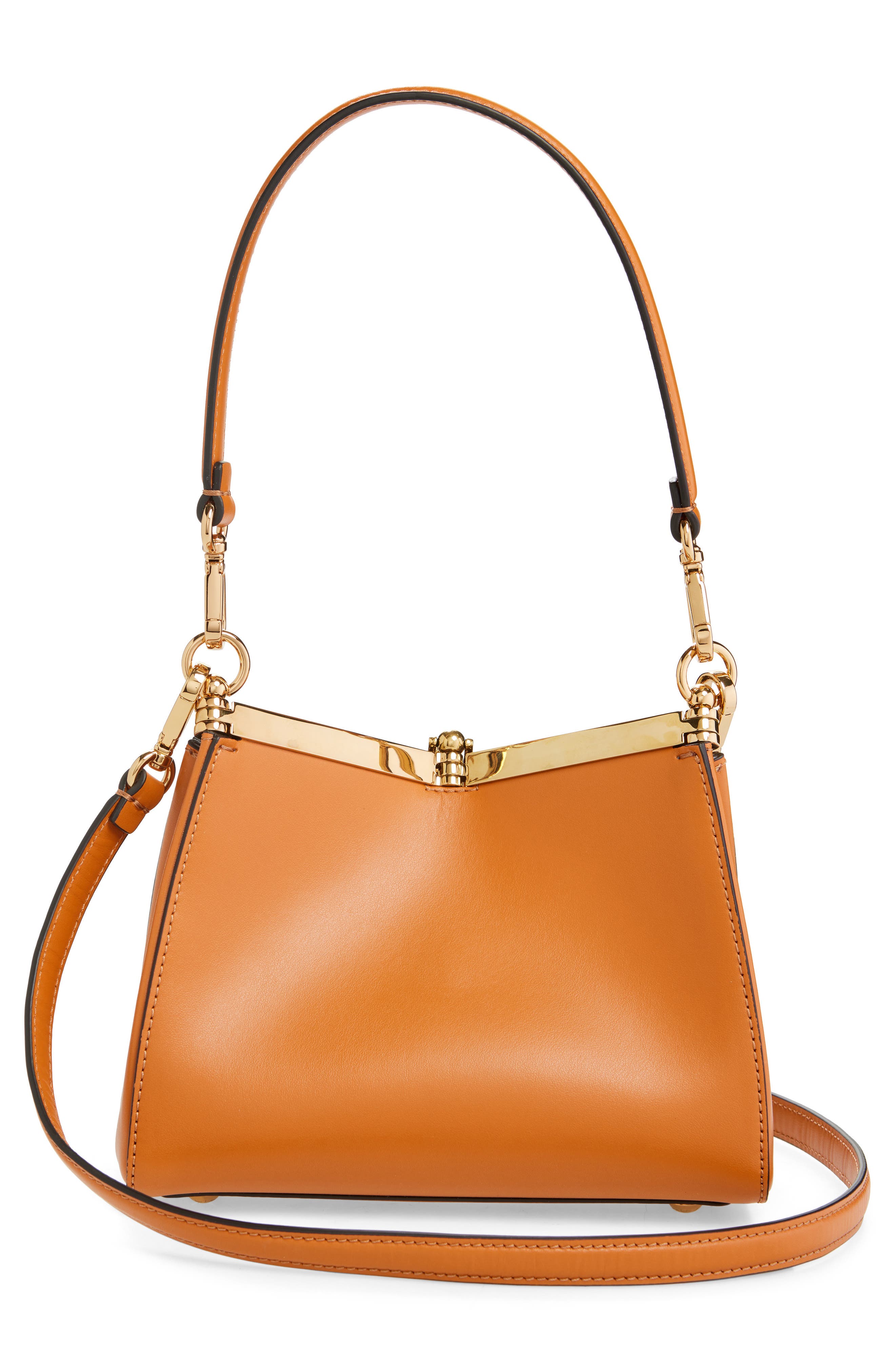 Etro Small Vela Leather Shoulder Bag, Alternate, color, Arancione