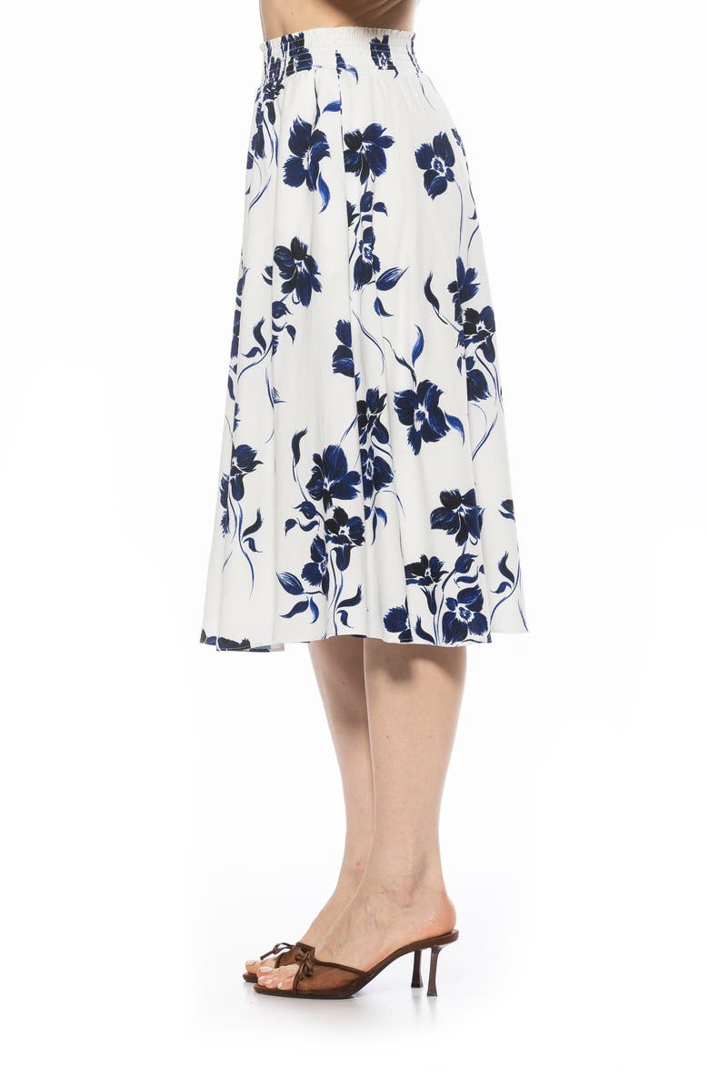 Alexia Admor Kliene Floral Smocked A-Line Skirt, Alternate, color, Ivory Floral