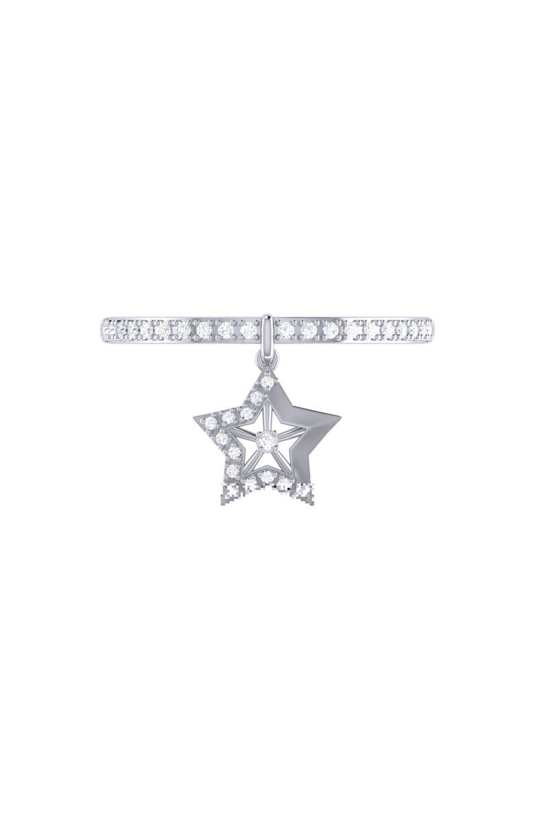 LuvMyJewelry Lucky Star Silver Diamond Charm Ring, Alternate, color, 
