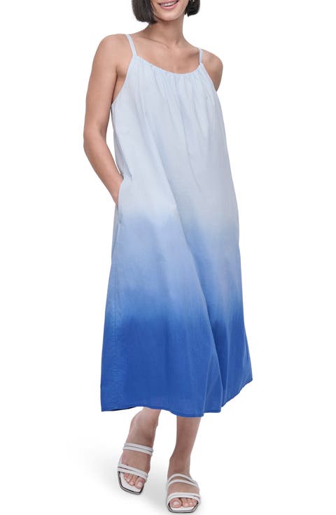 【DKNY】ブラシストロークプリントリネンミディドレス デザインスリーブニット | PROPORTION BODY DRESSING
