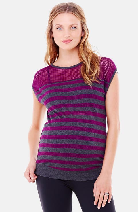 Ingrid & Isabel® Stripe Mesh Maternity Top