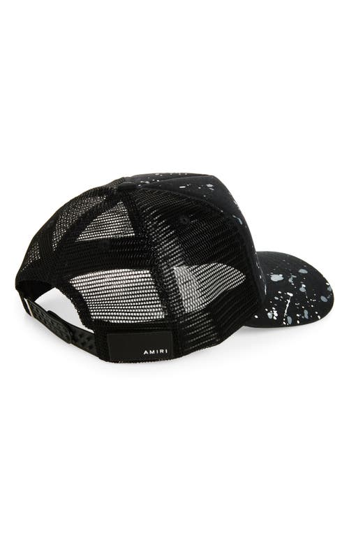 Amiri Paint-splattered Printed Padded Cotton-canvas And Mesh Trucker Cap In Black