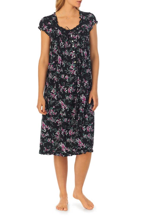 Floral Cap Sleeve Waltz Jersey Nightgown