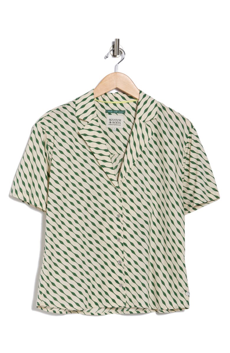 Scotch & Soda Printed Cotton Camp Shirt, Alternate, color, Vintage Stripe