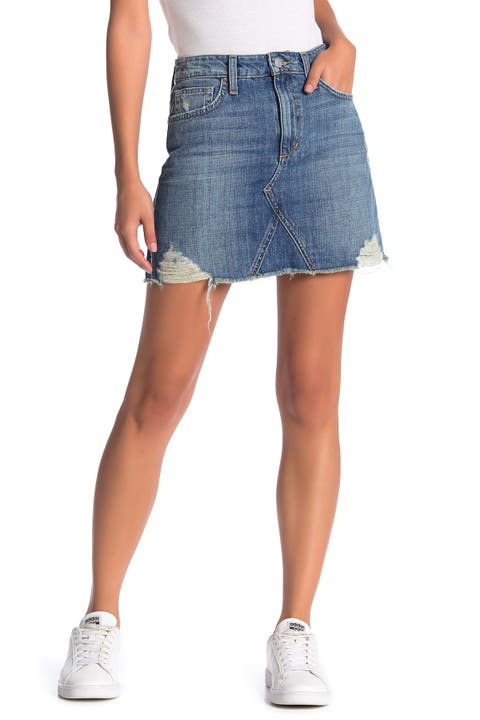 Distressed Denim Mini Skirt